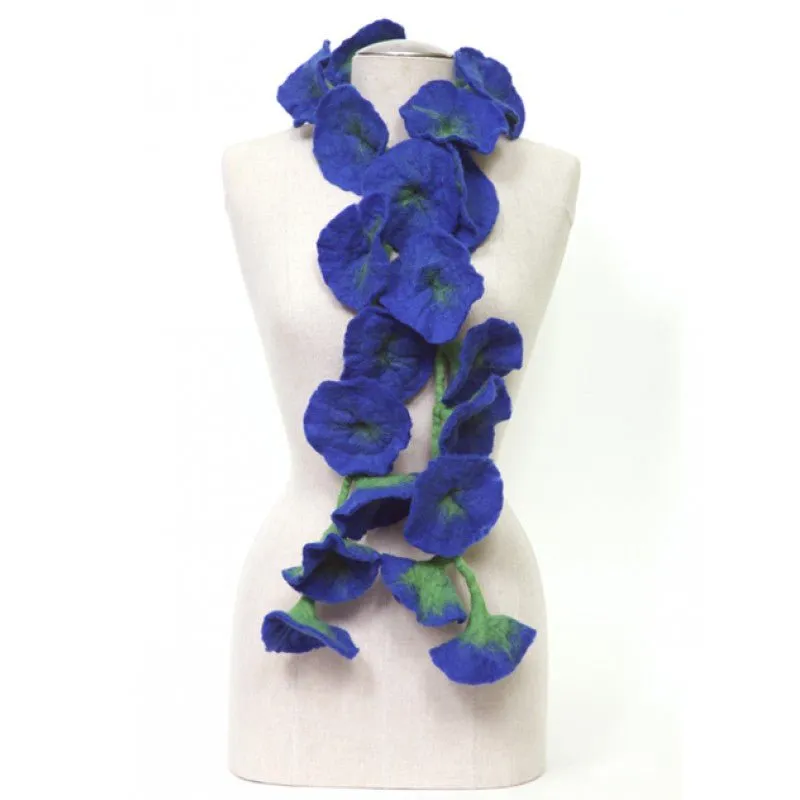 Felted flower scarves- Blue/ Green