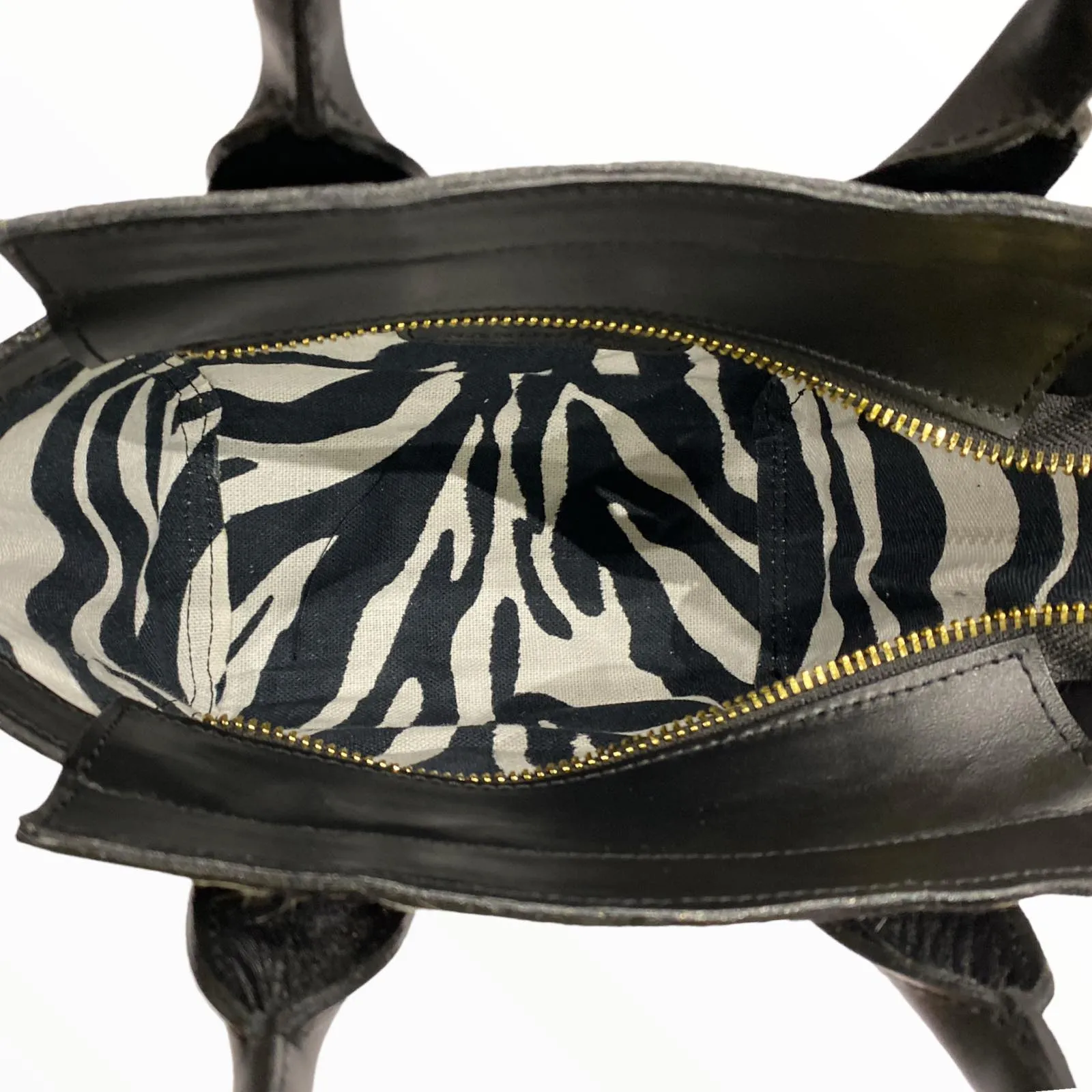 Gina mini. Zebra-print calf-hair leather tote bag