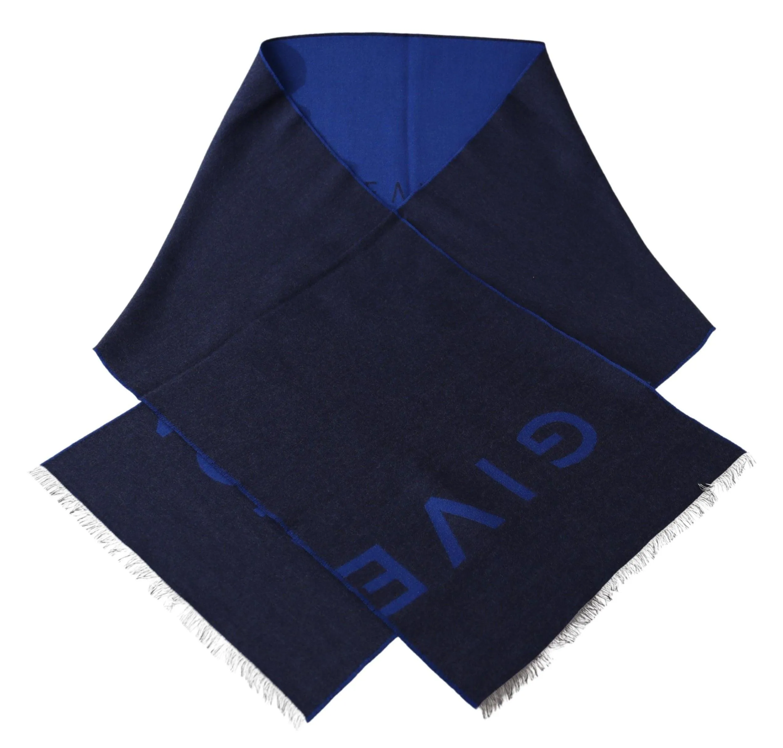 Givenchy Blue Wool Unisex Winter Warm  Scarf Wrap Shawl