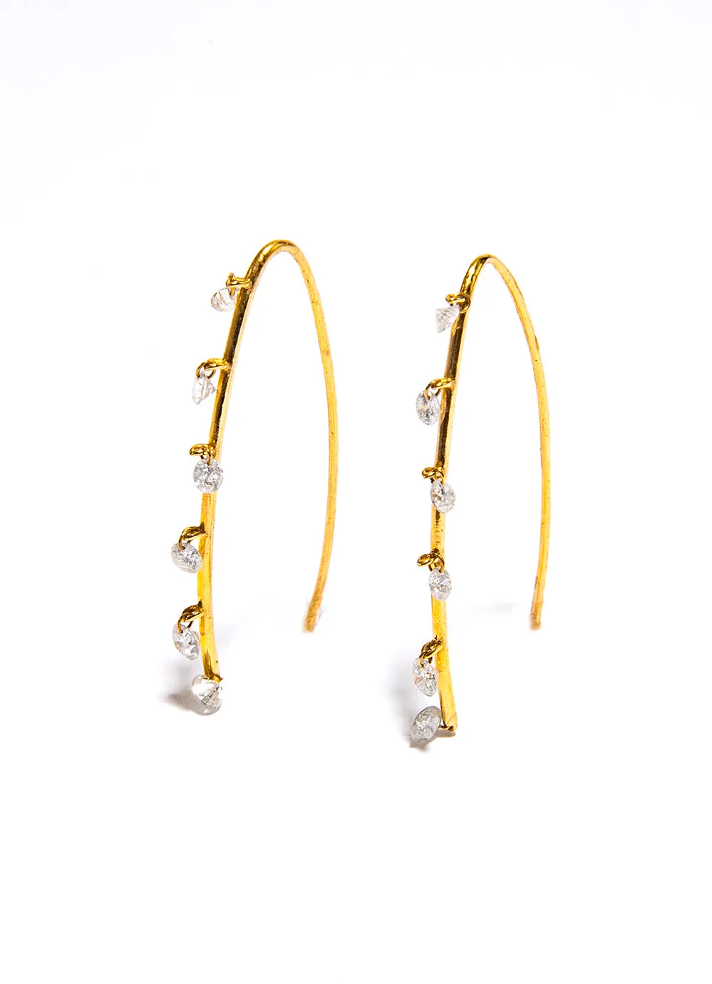 Gold & 6 Floating Diamond Earring