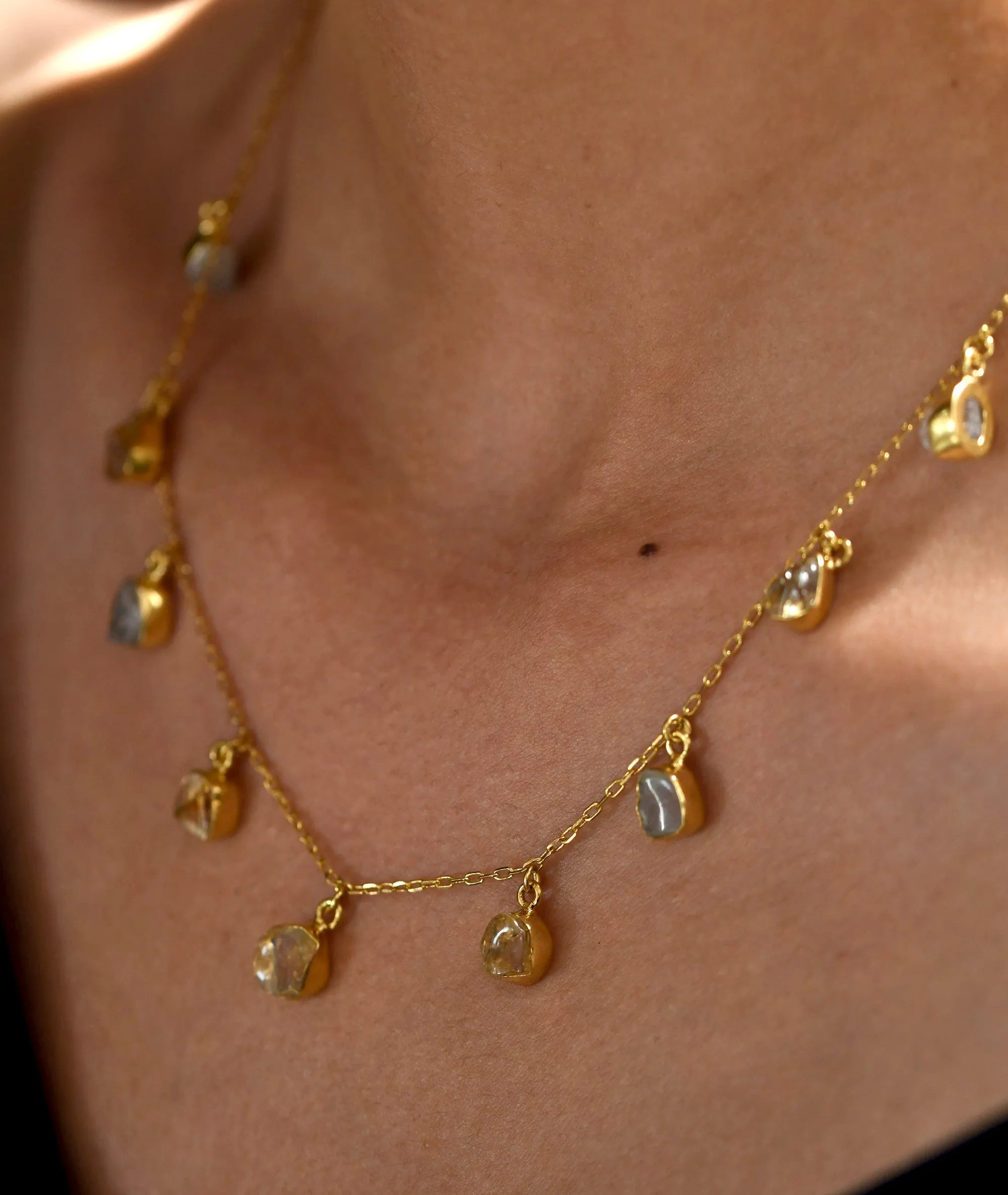 Gold Brass Crystal Necklaces