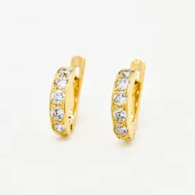 Gold Diamond Huggies - Gold Hoop Earrings - Dainty Diamond Earrings