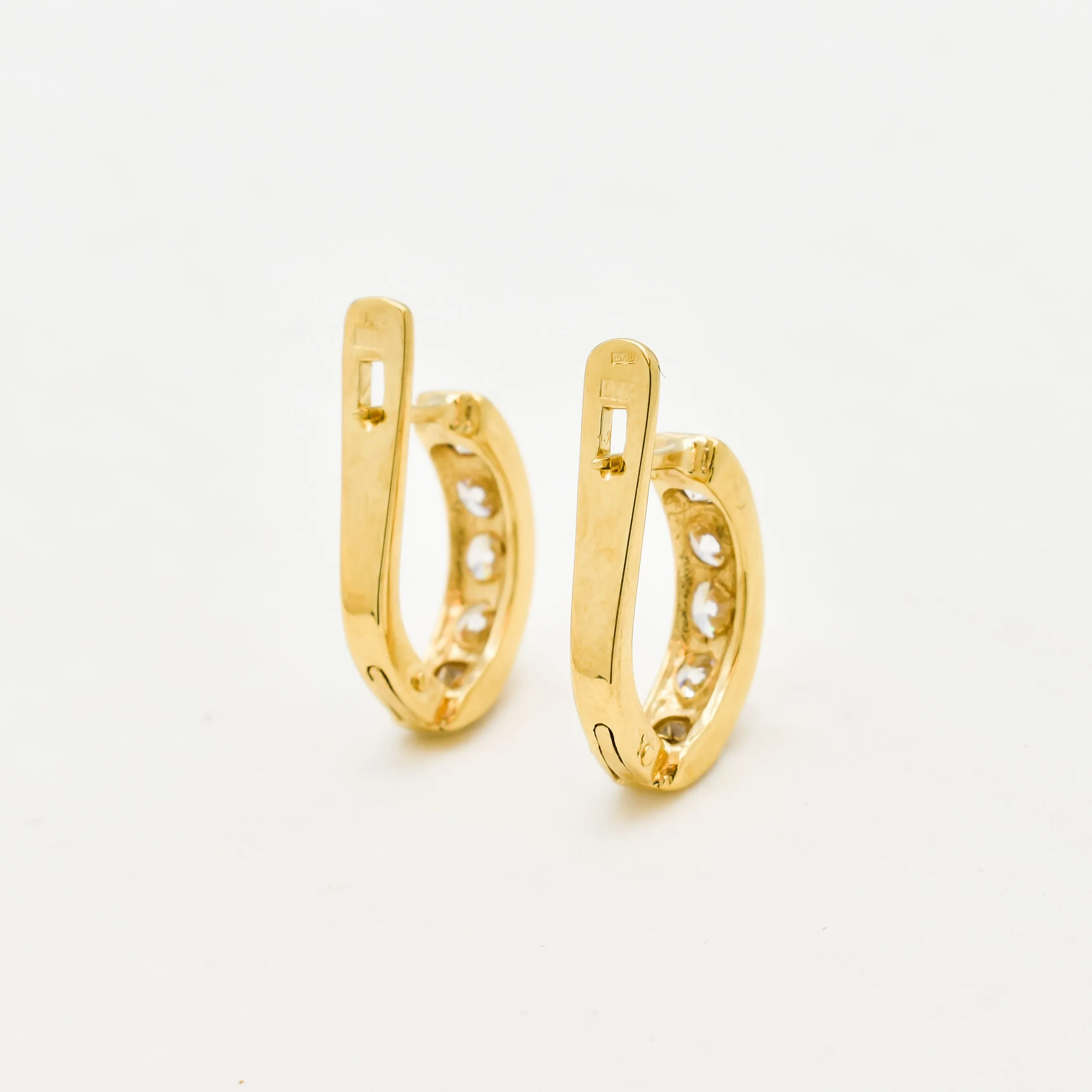 Gold Diamond Huggies - Gold Hoop Earrings - Dainty Diamond Earrings