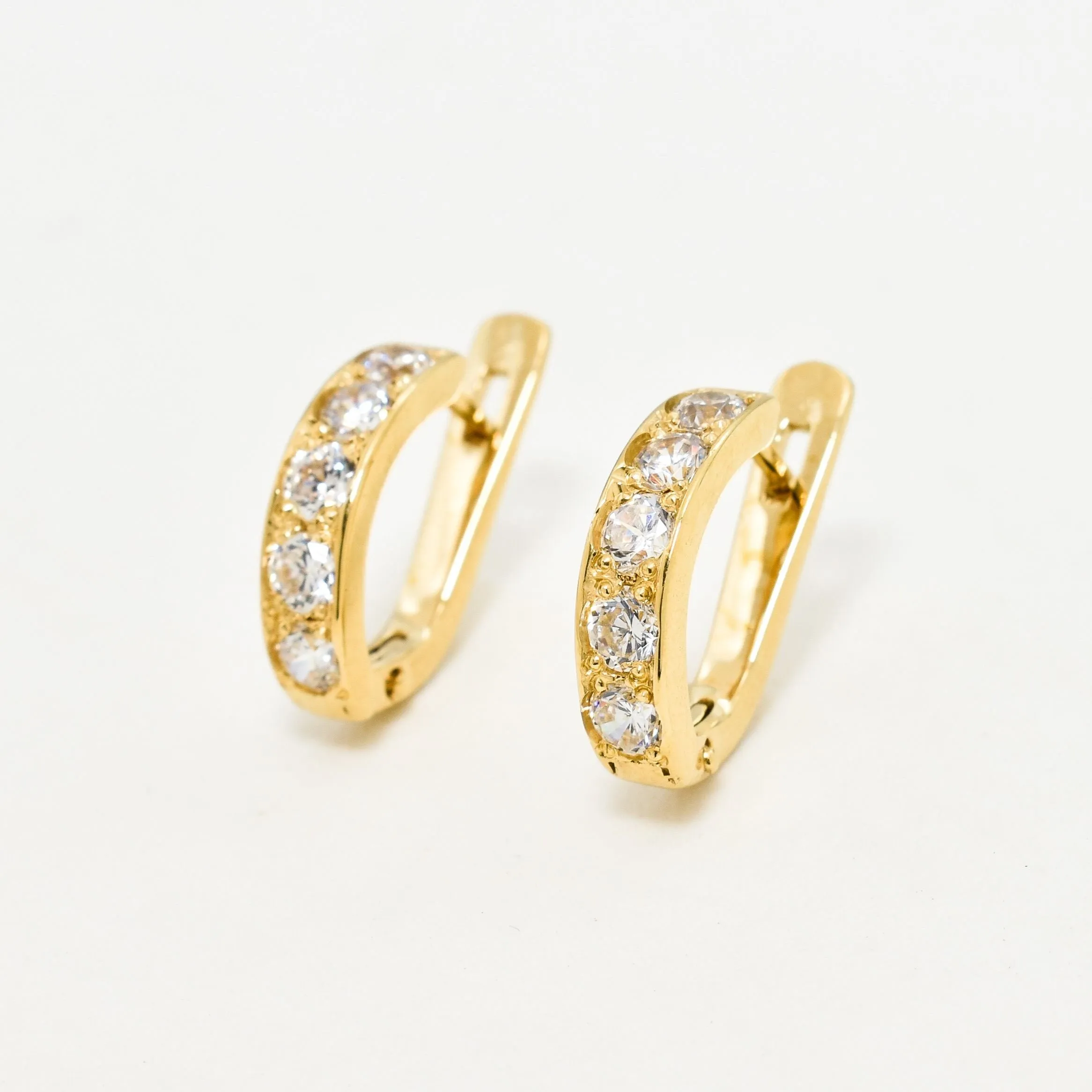 Gold Diamond Huggies - Gold Hoop Earrings - Dainty Diamond Earrings