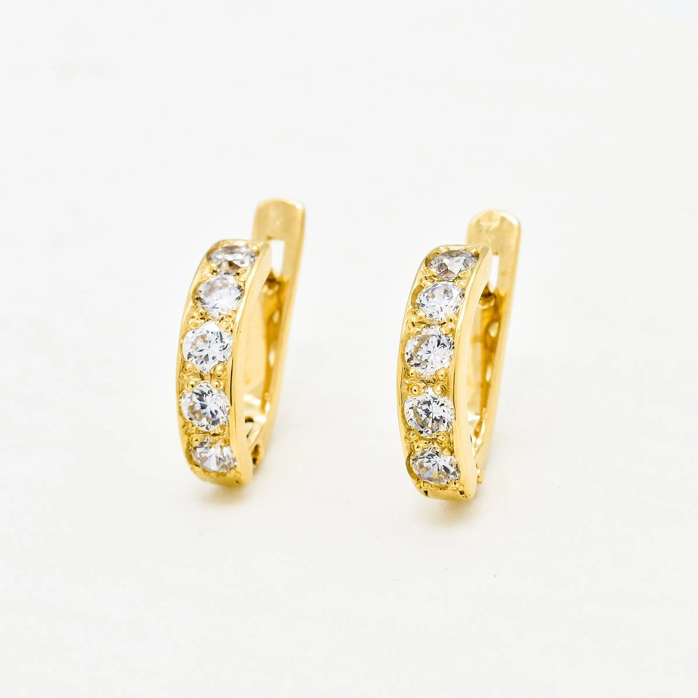 Gold Diamond Huggies - Gold Hoop Earrings - Dainty Diamond Earrings