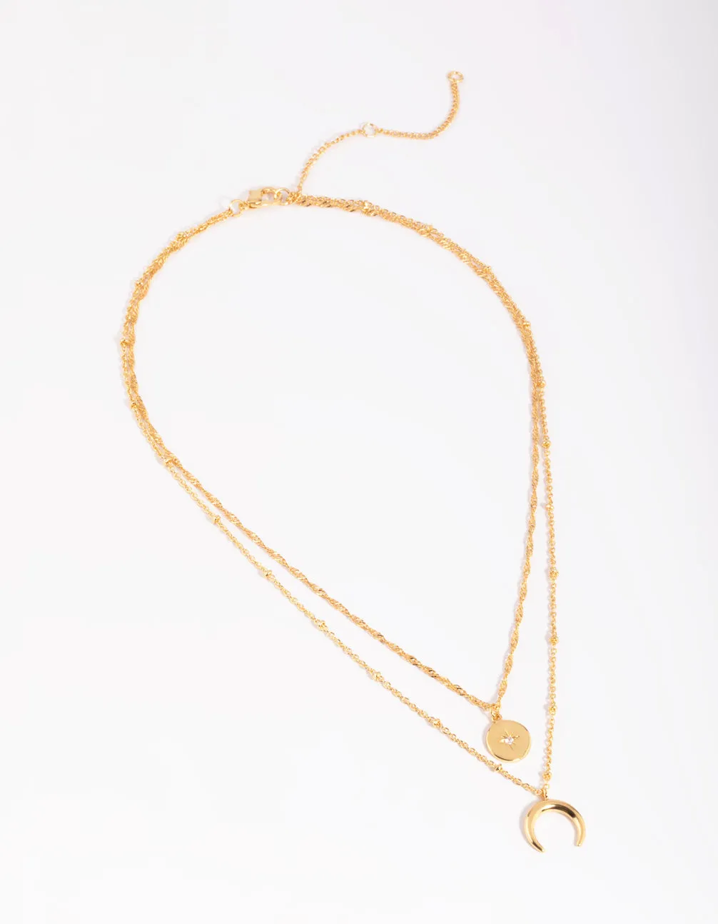 Gold Plated Brass Celestial Layered Necklace