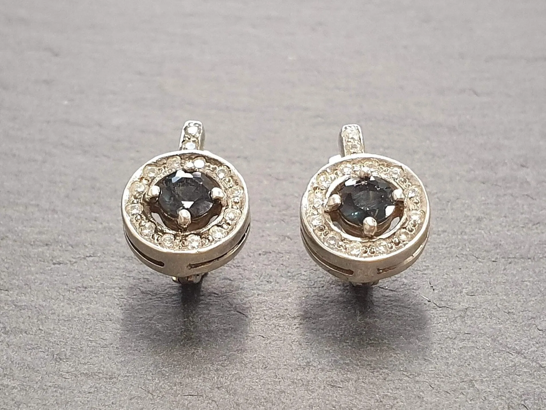 Green Diamond Earrings - Round Diamond Studs - Vintage Drop Earrings