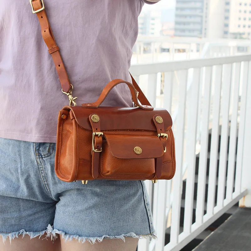 Head Layer Tree Cream Vegetable Tanned Cow Leather Messenger Bag