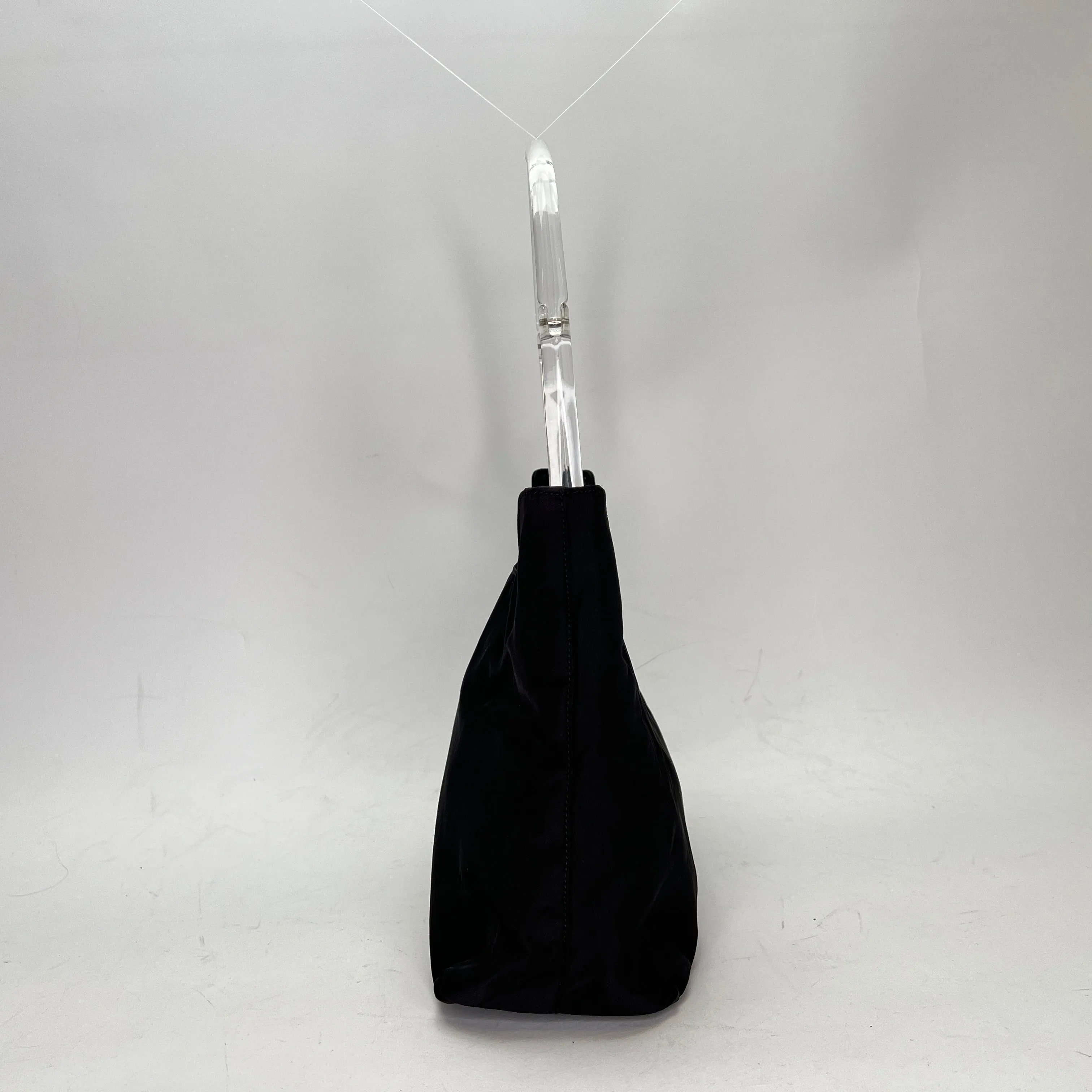 Hobo Black Shoulder Bag in Nylon, Silver hardware