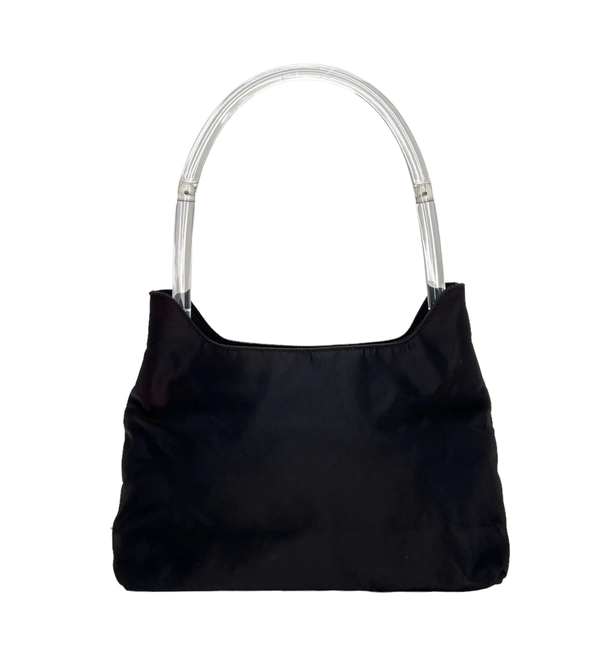 Hobo Black Shoulder Bag in Nylon, Silver hardware