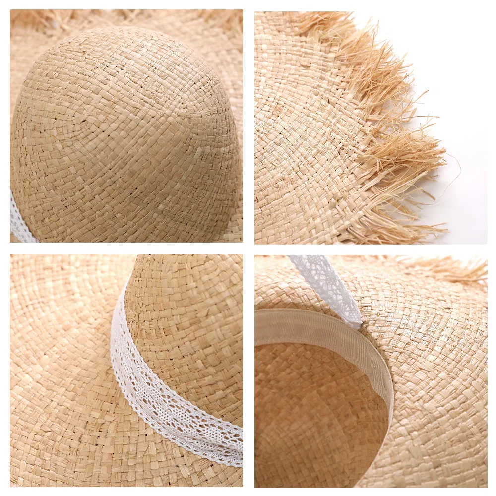 Lace Strap Straw Beach Hat