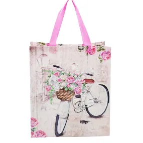 Large Silver Bicycle With Basket Printed PP Non-Woven Bag