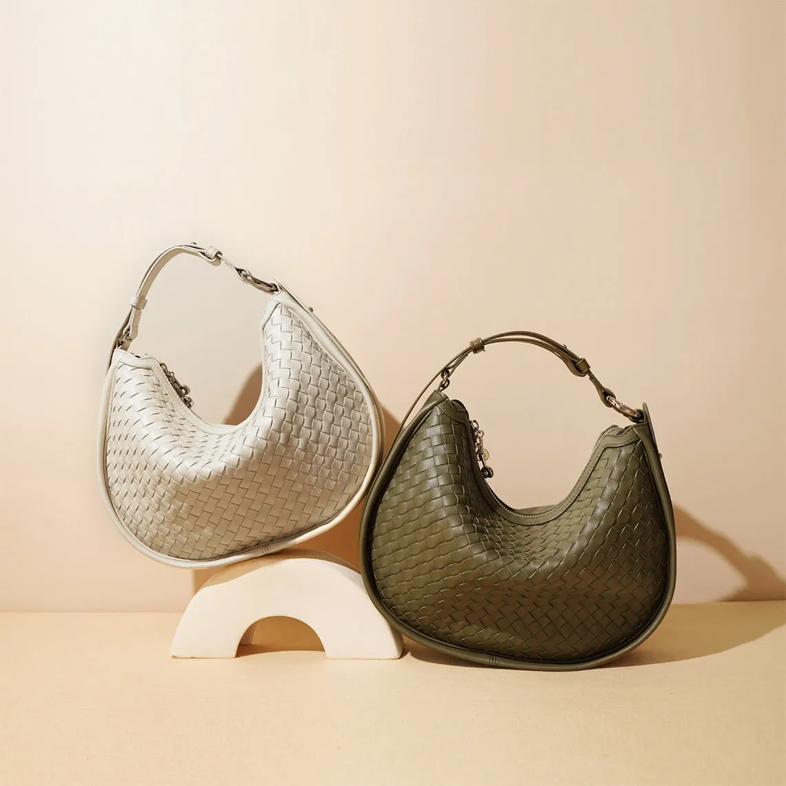 Leather Woven Hobo Bag