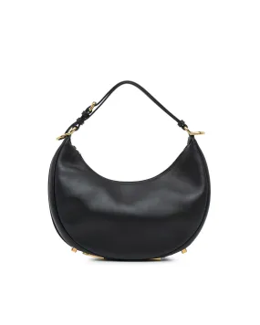 Medium Leather Hobo Bag with Gold-Tone Hardware and Adjustable Strap