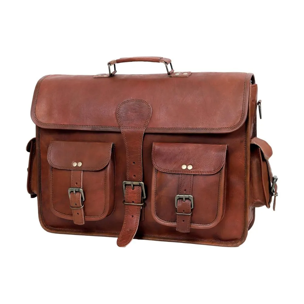 Mens Brown Leather Messenger Bag