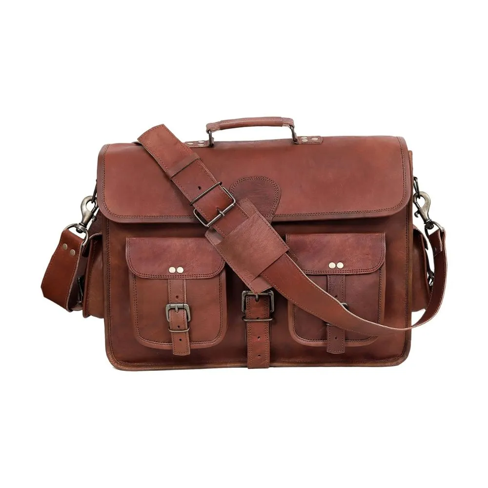 Mens Brown Leather Messenger Bag