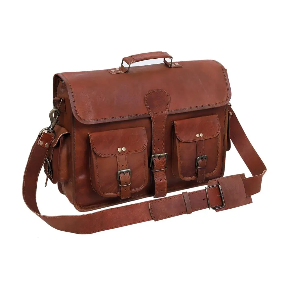 Mens Brown Leather Messenger Bag