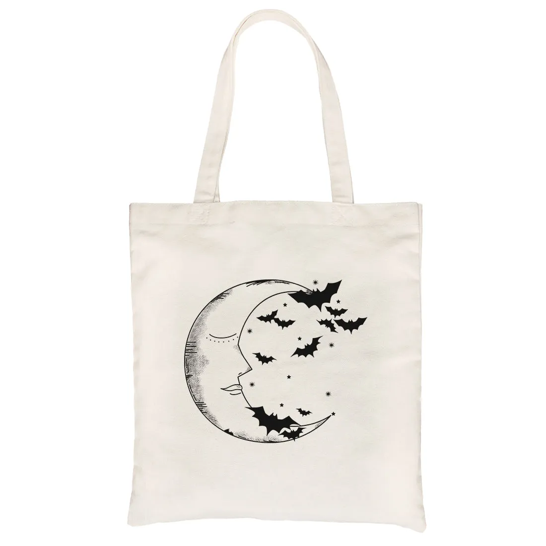 Moon And Bats Canvas Shoulder Bag