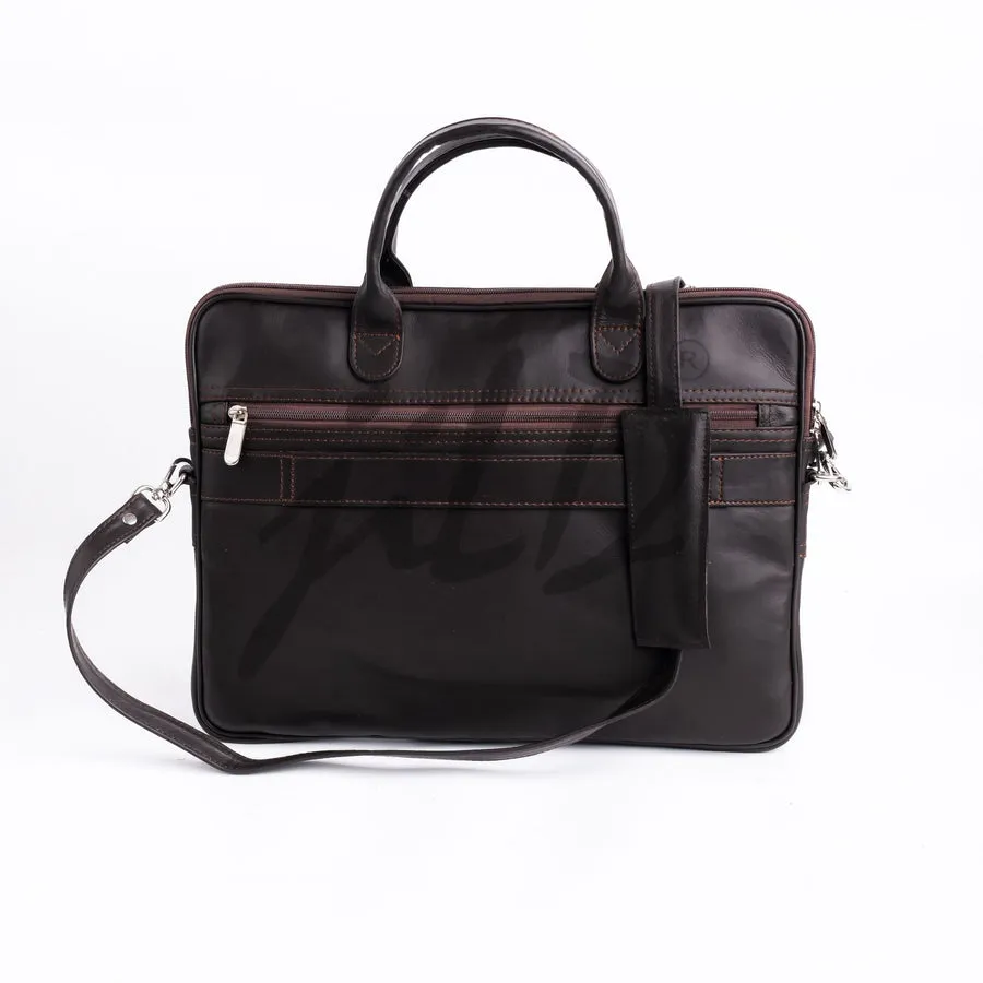 Parker Slim Leather Laptop Bag-Dark Brown