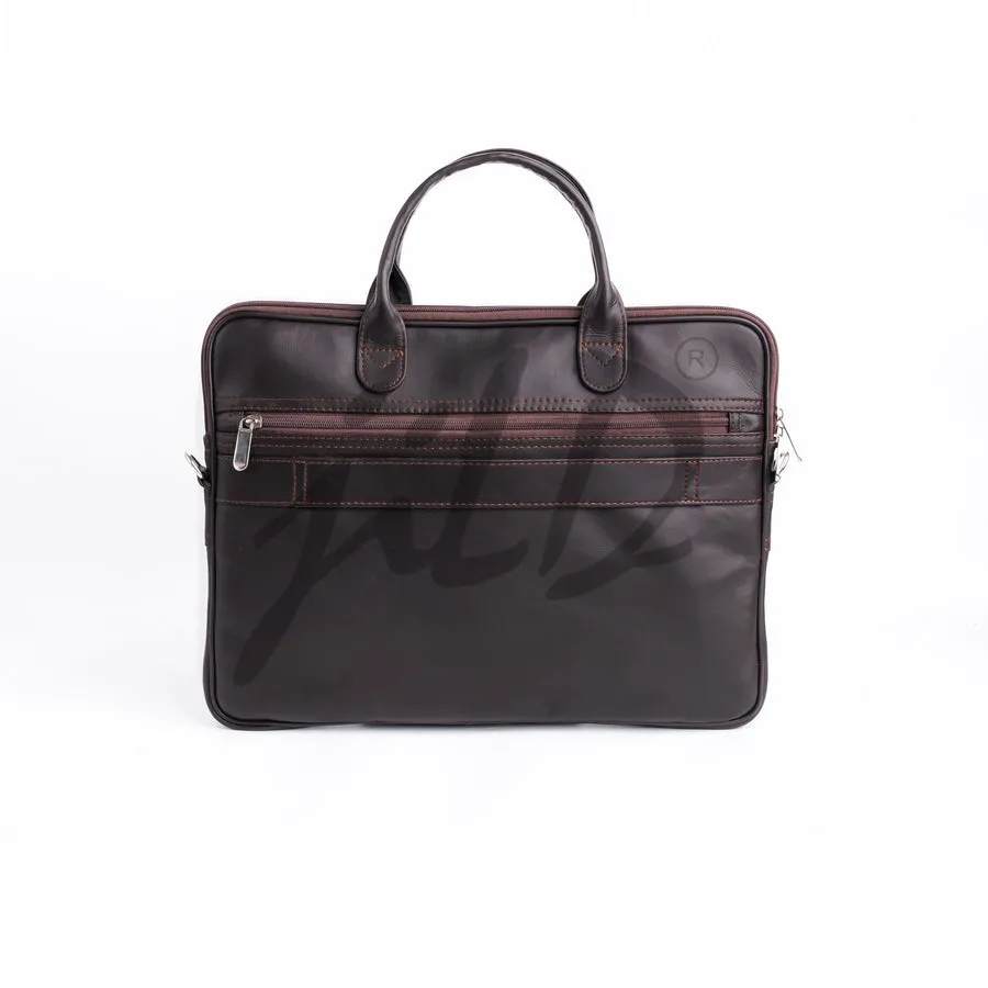 Parker Slim Leather Laptop Bag-Dark Brown