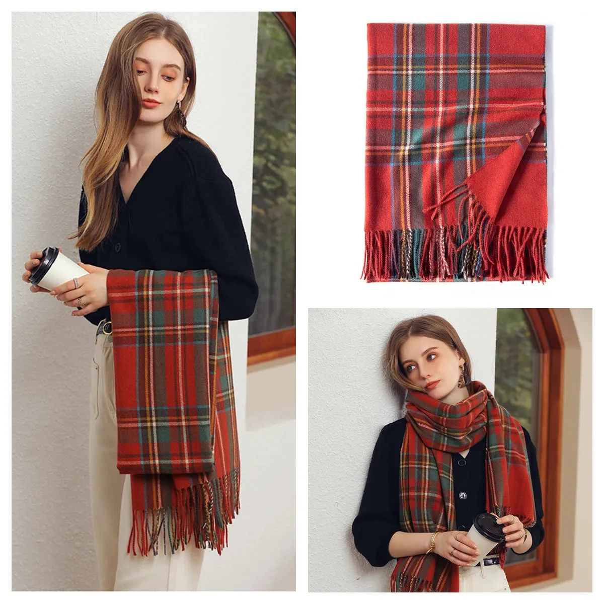 Plaid Wool Scarf