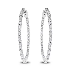 Round Diamond Hoops (6.15 ct Diamonds) in White Gold