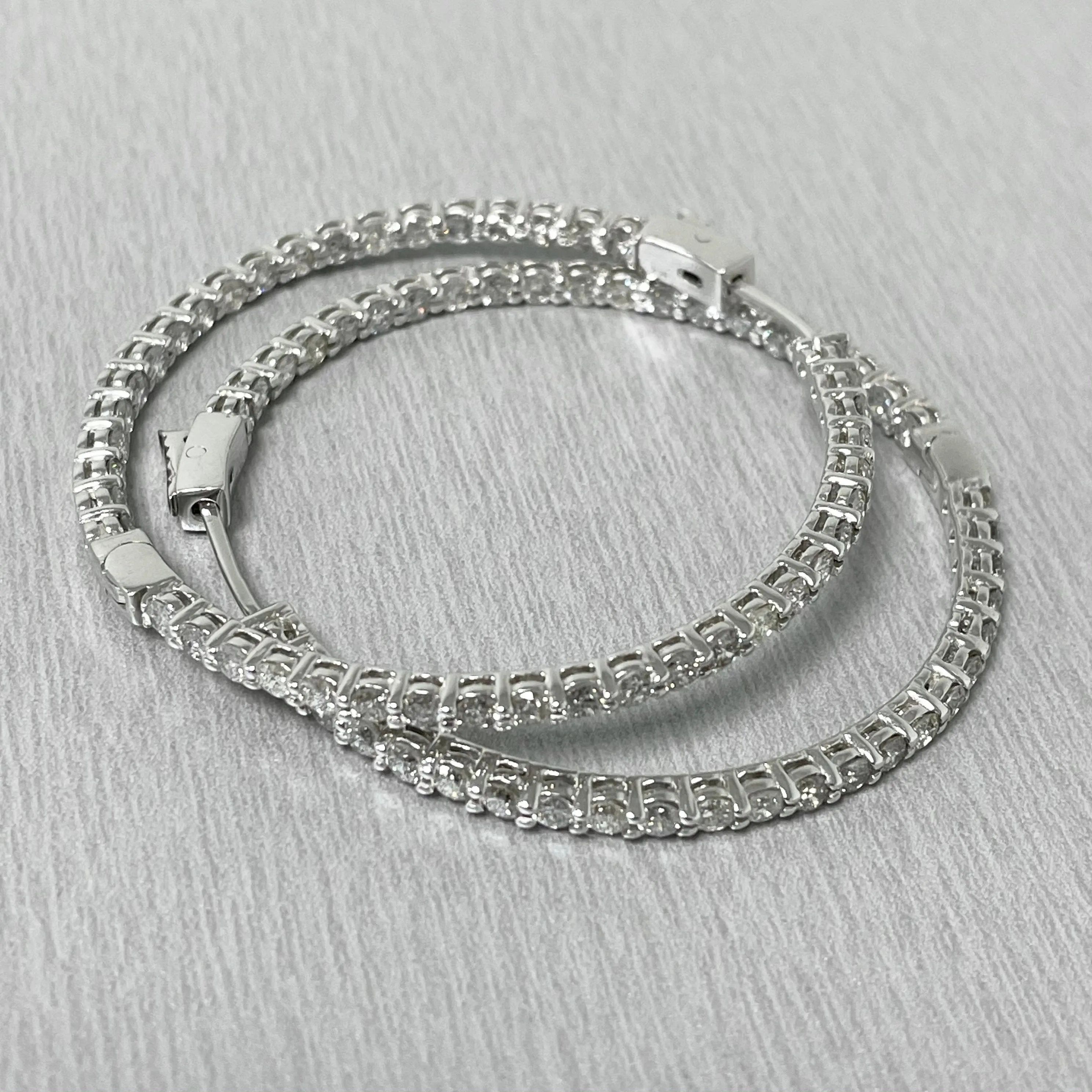 Round Diamond Hoops (6.15 ct Diamonds) in White Gold