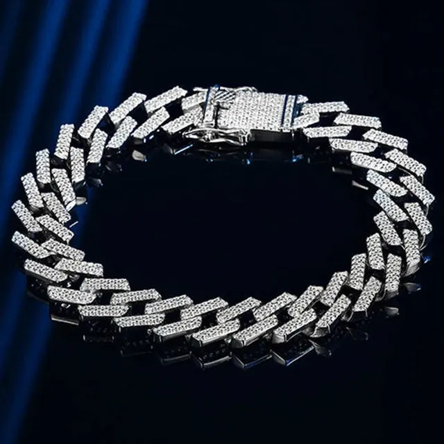 Silver Moissanite Diamond Cuban Bracelets