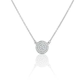 SN1004R Women's Pave Disc Necklace in Sterling Silver