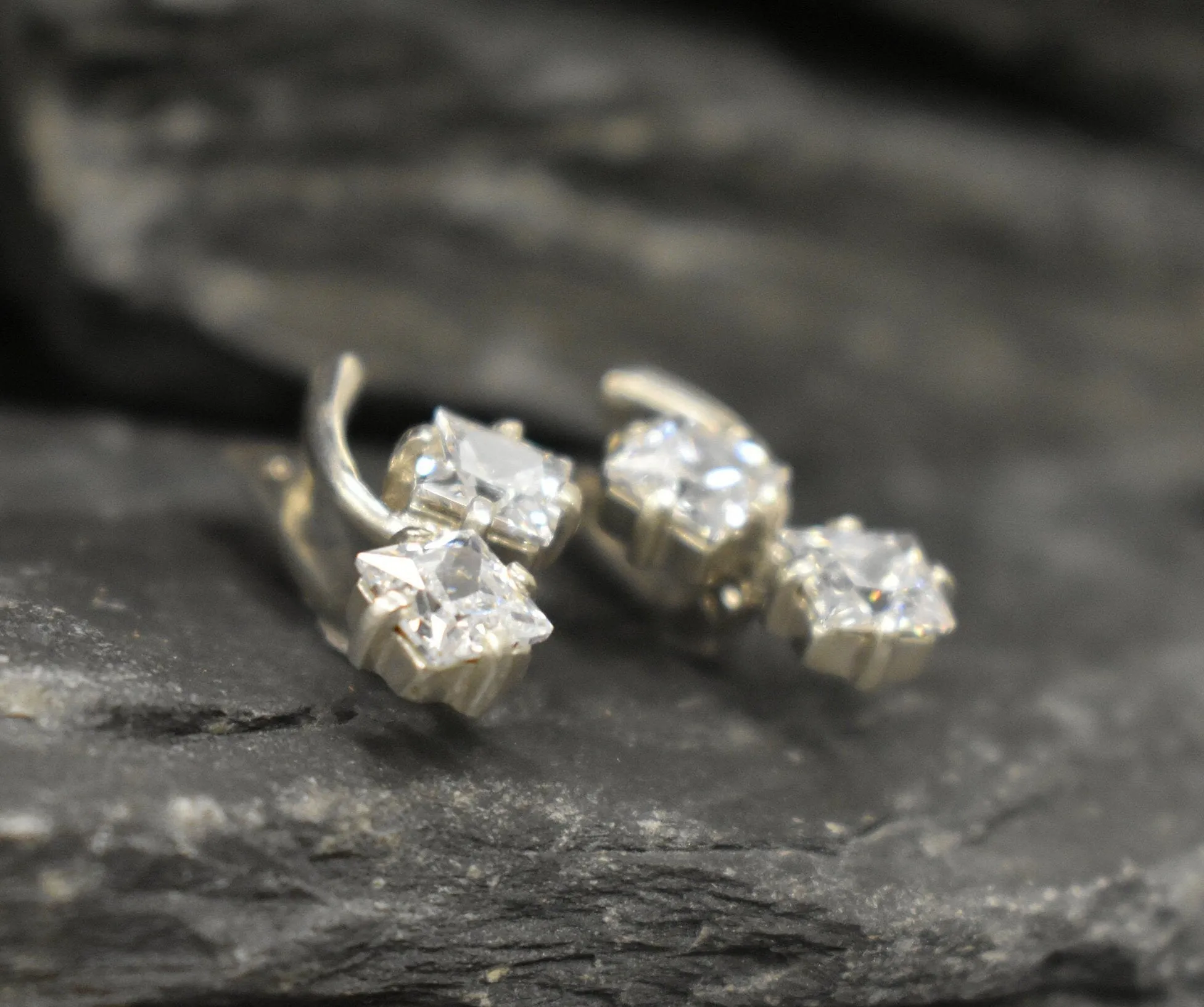 Sparkly Diamond Earrings - Square Diamond Earrings - Long Square Earrings