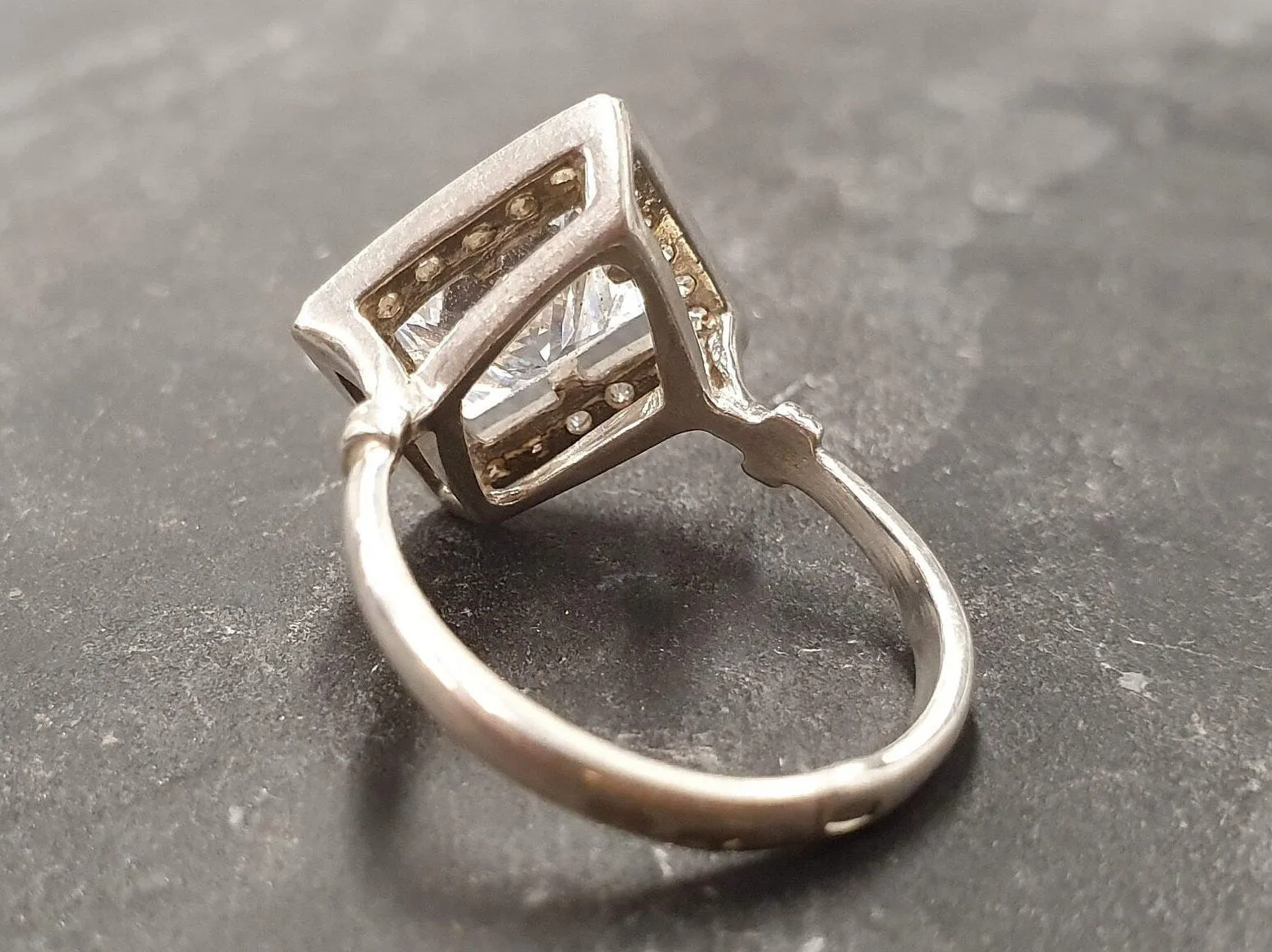 Sparkly Diamond Ring - Square Diamond Ring - Bridal Ring