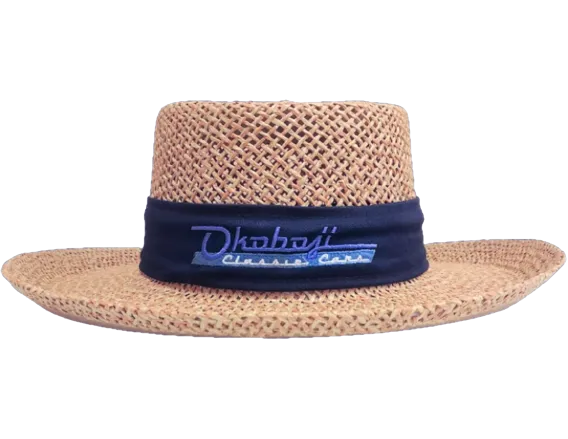 STRAW PANAMA HAT - NAVY BLUE BAND