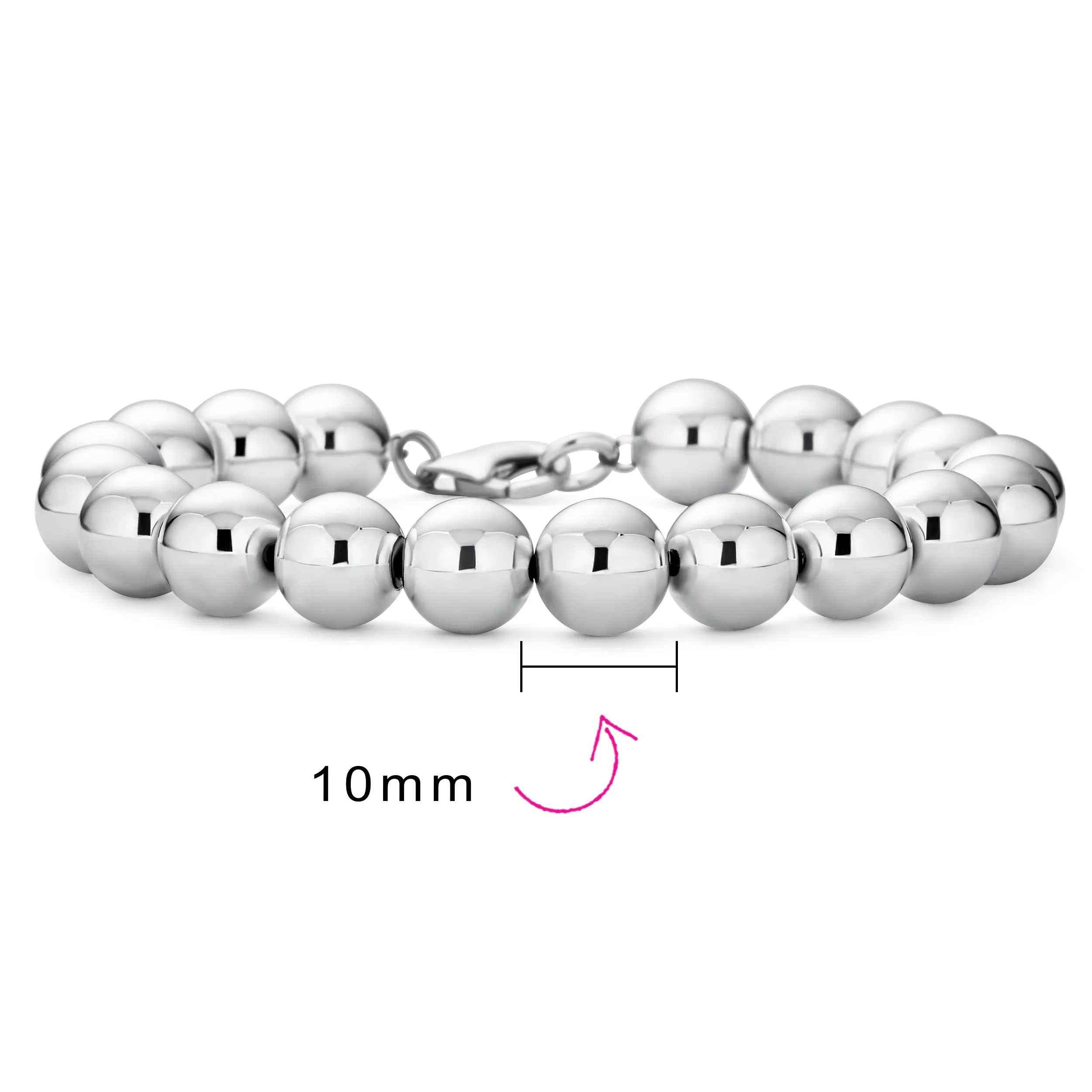 Traditional Sterling Silver 10MM Ball Strand Bracelet - Lightweight Hand Strung Design