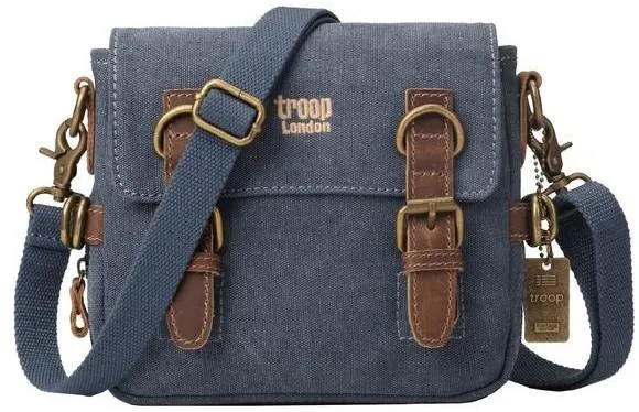 Troop London Organic Cotton Across Body Small Travel Bag | Blue