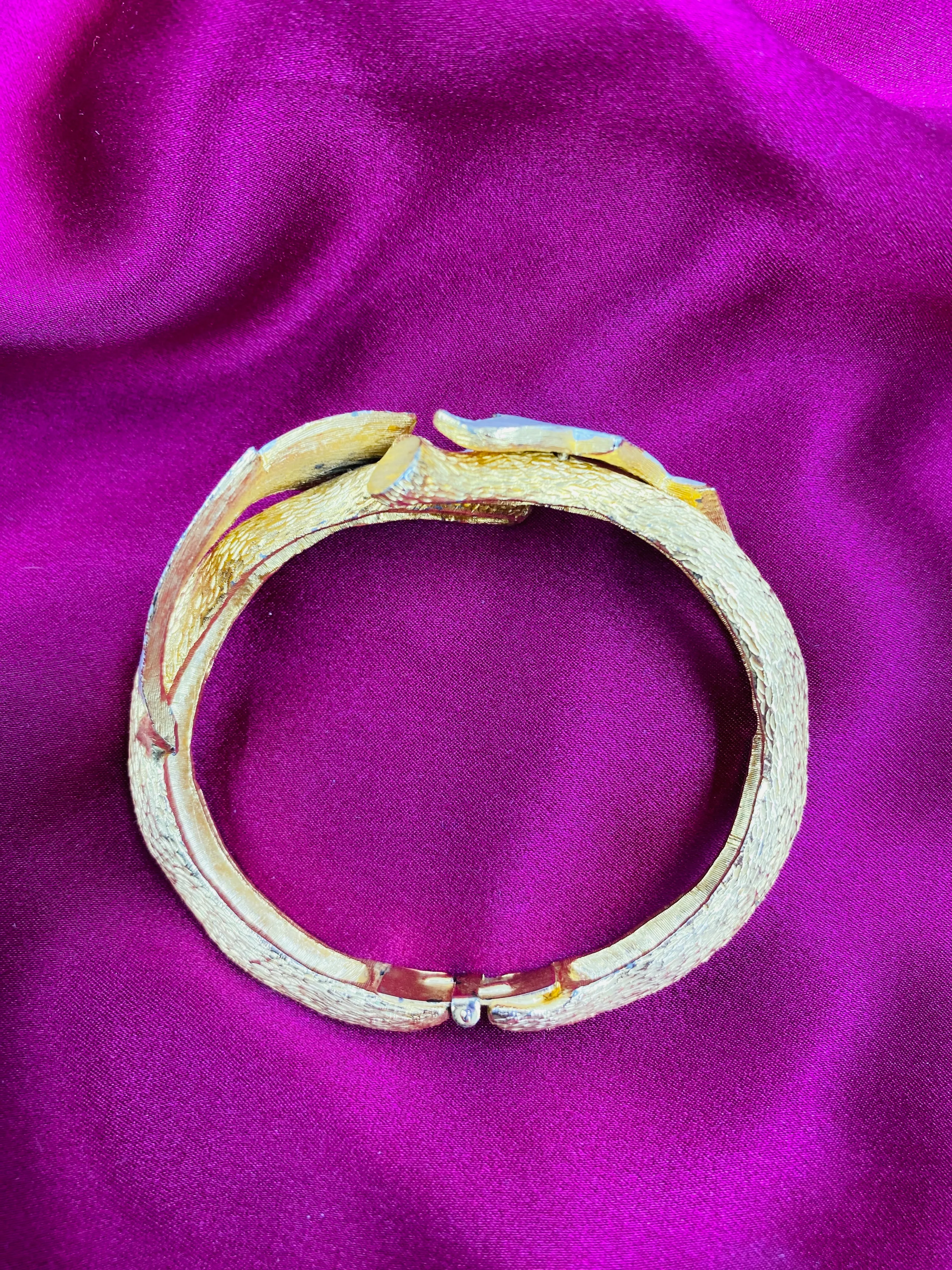 Vintage Goldtone Tree Branch & Leaf Cuff Bracelet