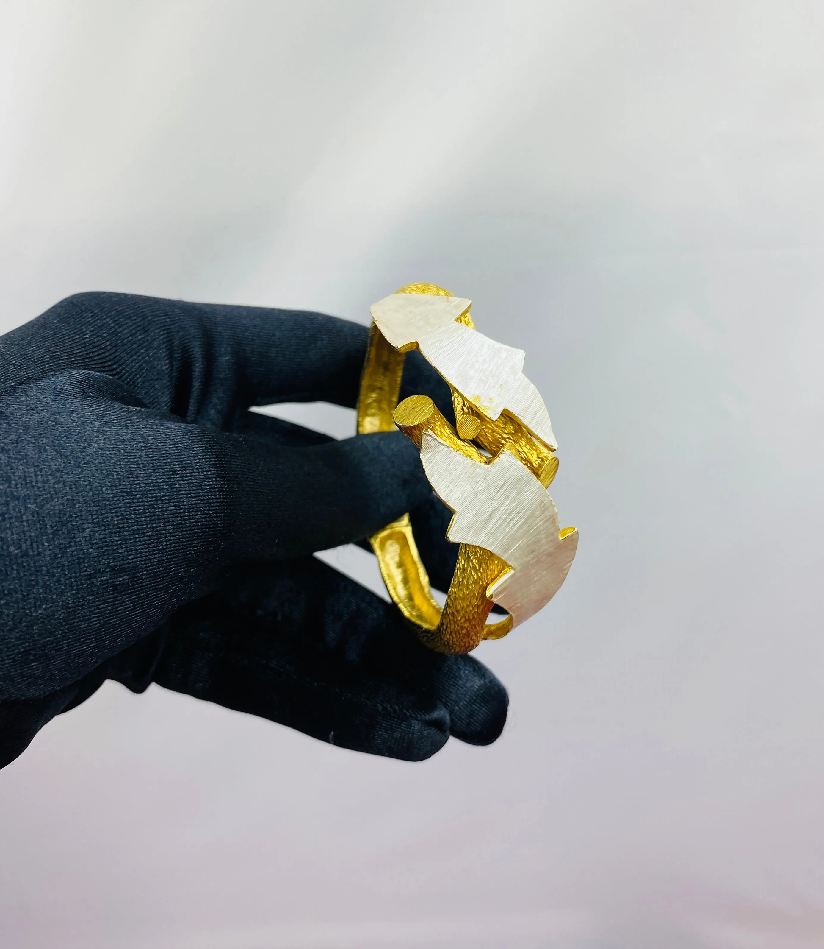 Vintage Goldtone Tree Branch & Leaf Cuff Bracelet