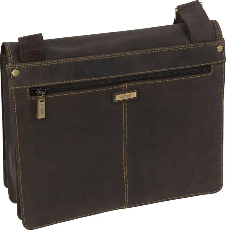 Visconti Leather A5 iPad/Tablet Messenger Bag - Dark Brown