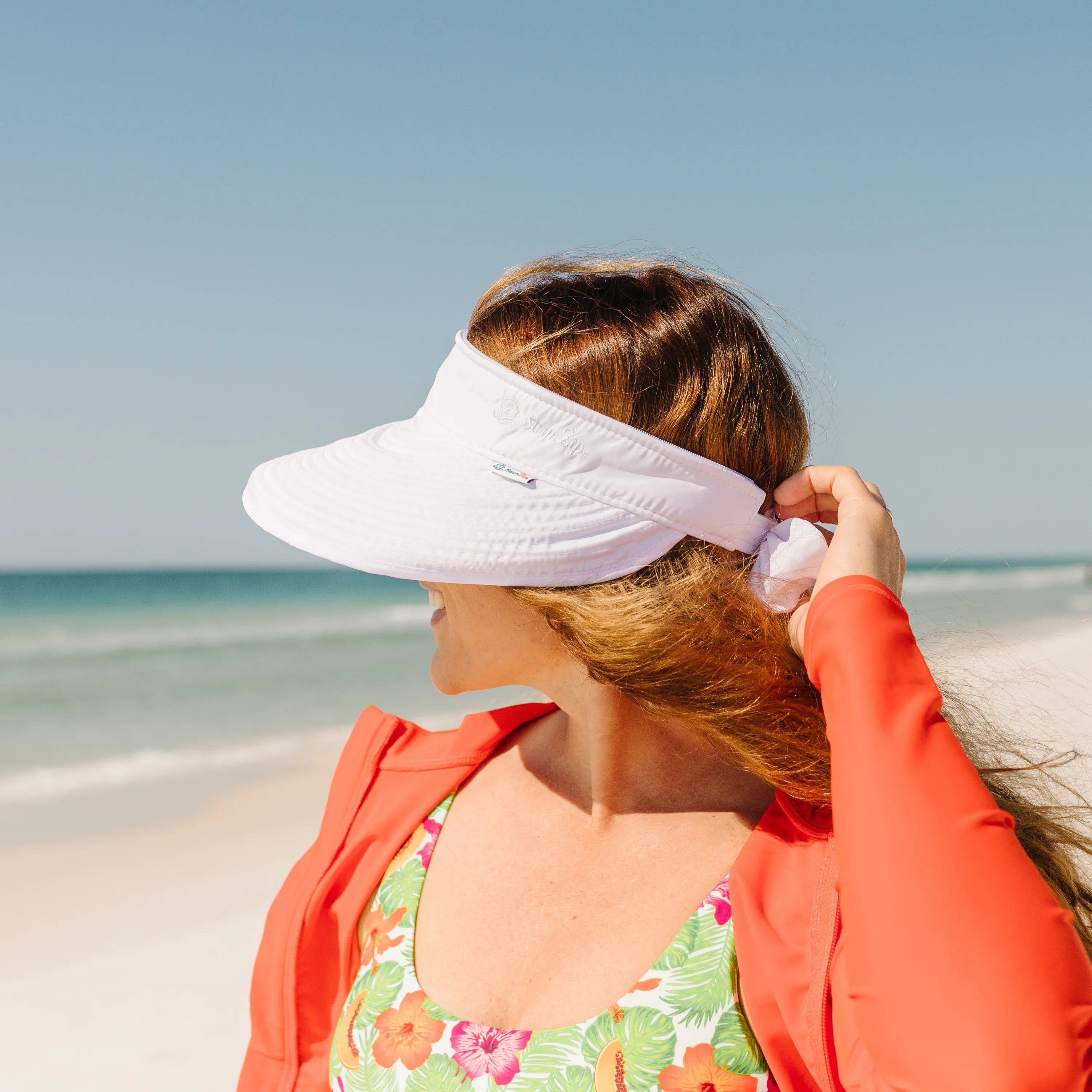 Women's Zip Off Adjustable Sun Visor   Sun Hat - White