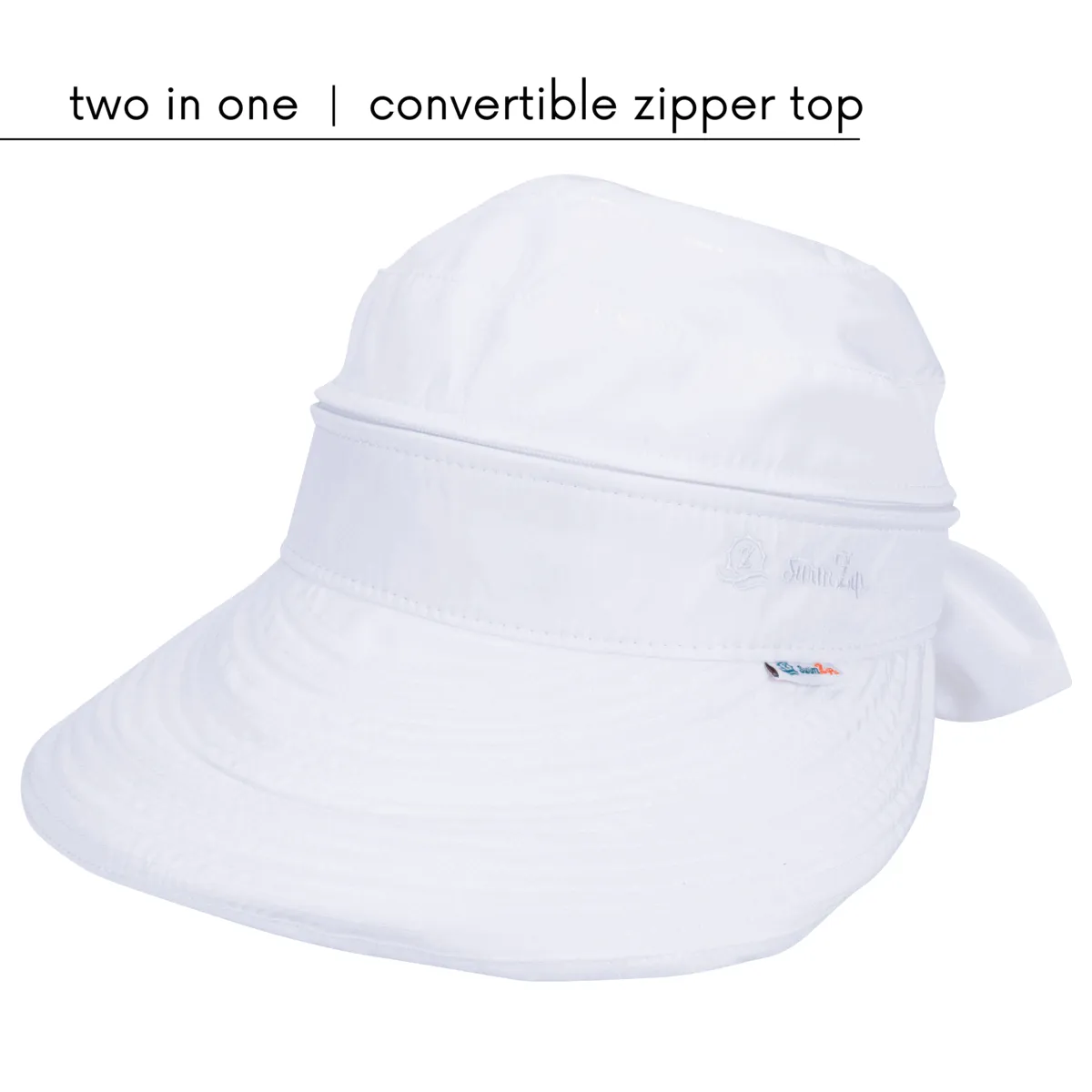 Women's Zip Off Adjustable Sun Visor   Sun Hat - White