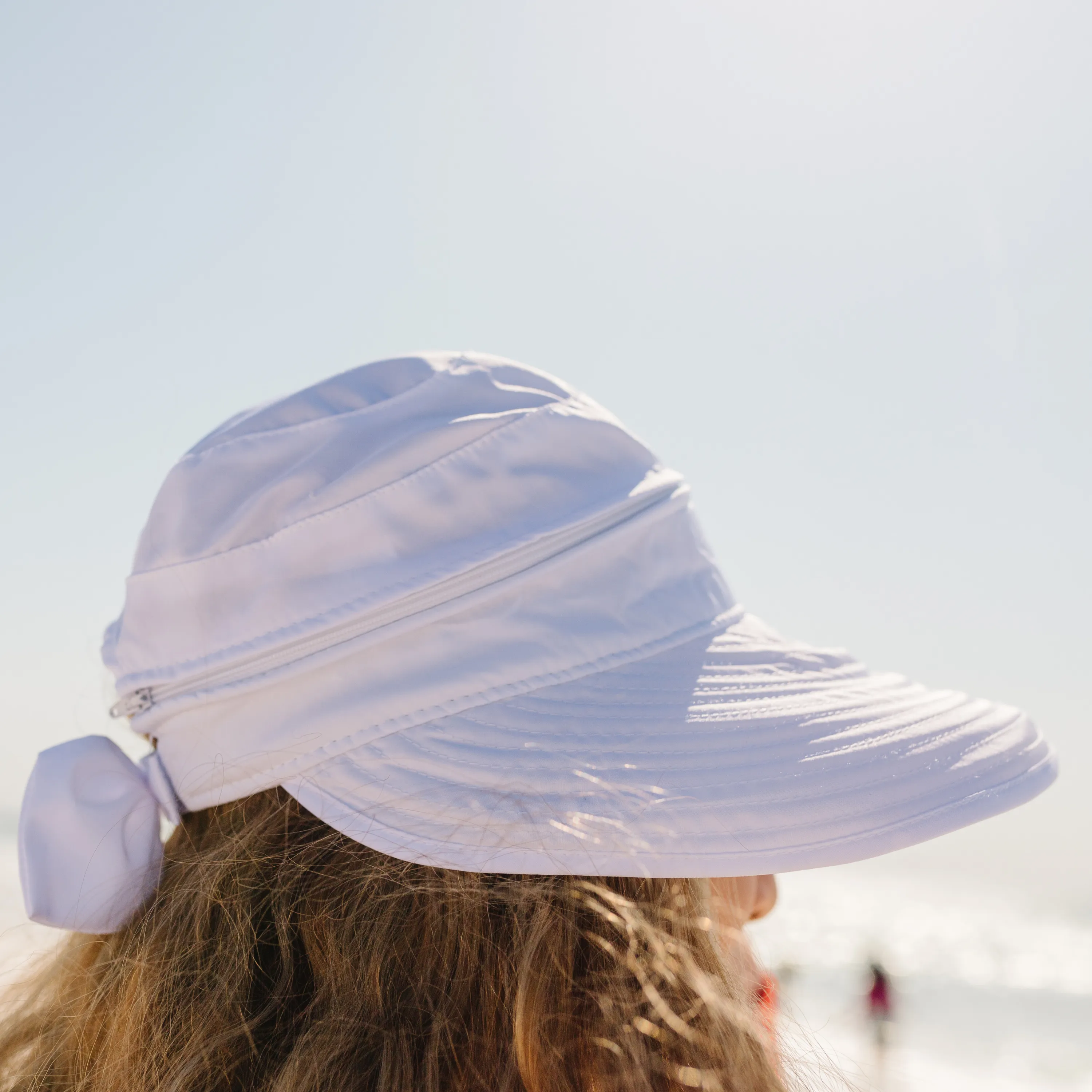 Women's Zip Off Adjustable Sun Visor   Sun Hat - White