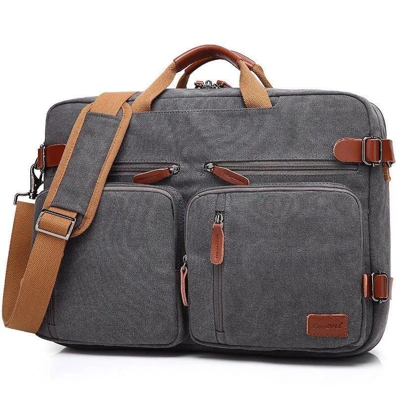 Woosir Dual-Use Canvas Laptop Backpack Briefcase