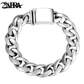 ZABRA Solid 925 Sterling Silver Bracelets Man High Polish Link Chain Bracelet For Men Vintage Punk Jewelry For Male